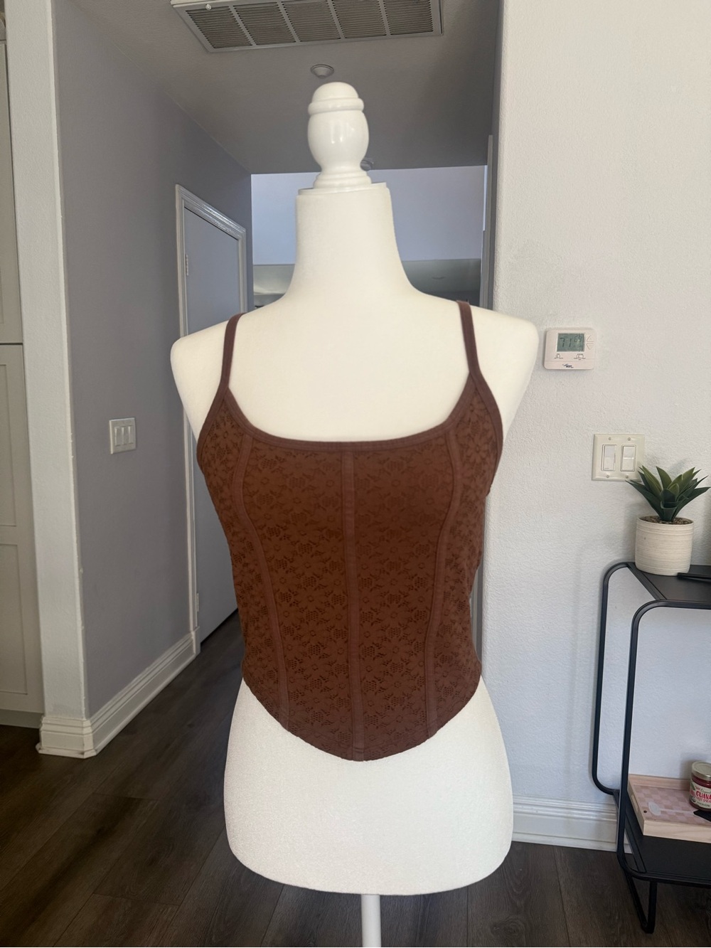 Hollister Brown Lace-Effect Corset Cami